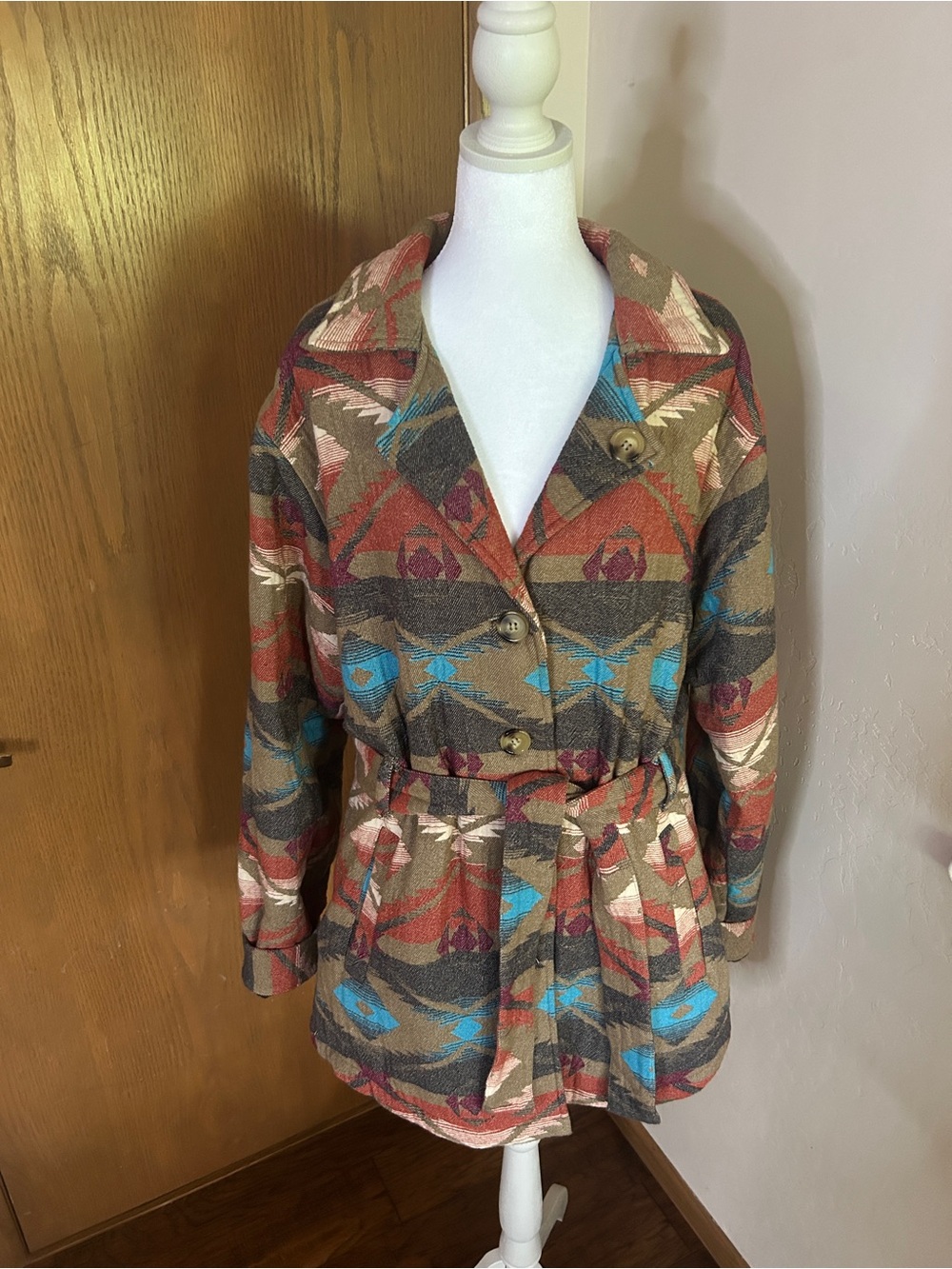 Outback Trading Co. Valerie Southwestern Sherpa Lined Belted Jacket XL